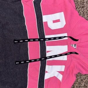 PINK Victoria's Secret Women's Hoodie - Pink and Black